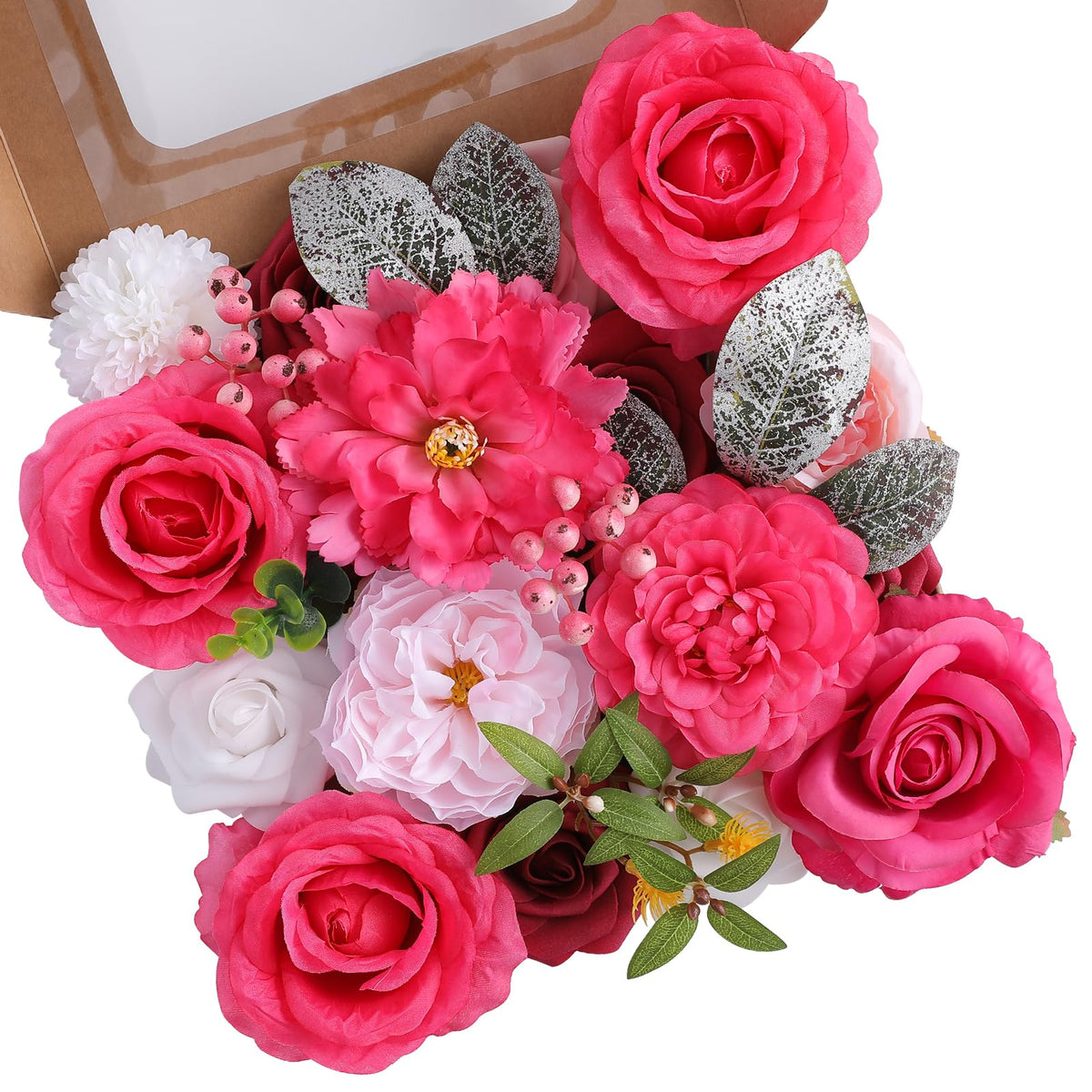 Floweroyal Artificial Flowers Combo Purple Flowers Mix Silk Flowers Dahlia Roses with Stems for DIY Wedding Bridal Bouquets, Baby Shower, Floral Arrangement, Table Centerpieces, Home Decorations.