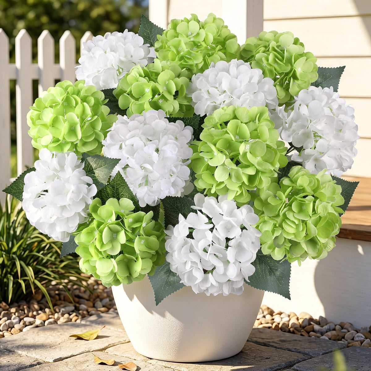 6 Bundles Hydrangea Artificial Flowers for Outdoors Silk Faux Hydrangeas