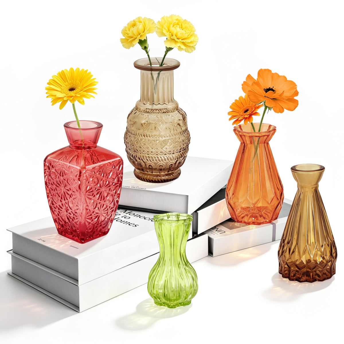 Glass Bud Vases in Bulk Small Mini Green Vase for Flowers 17pc