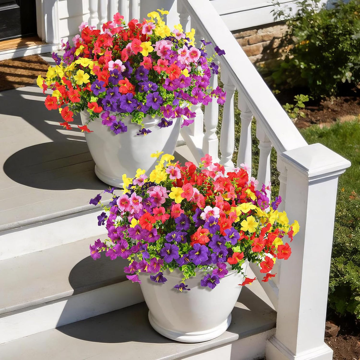 Artificial Fake Petunias Flowers for Outdoors Spring Summer Decoration