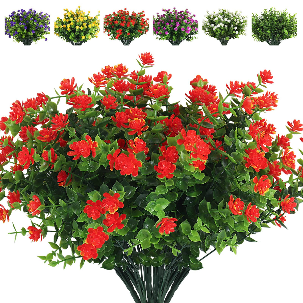 RECUTMS Artificial Flowers,Fake Boxwood Outdoor UV Resistant Plants,8 Packs