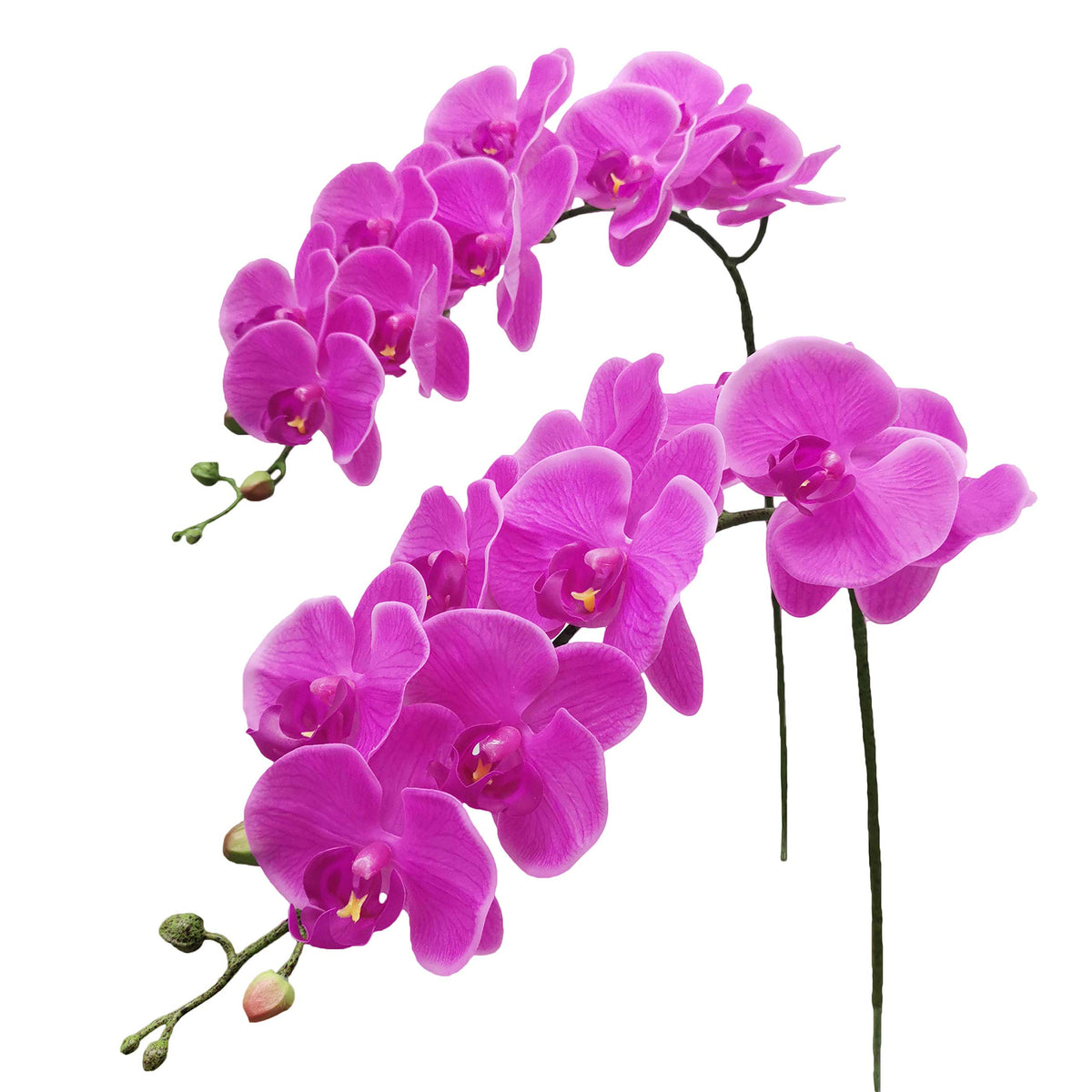 Fnize Orchid Stems Artificial Flowers Real Touch Latex White 38 Inch 2pcs