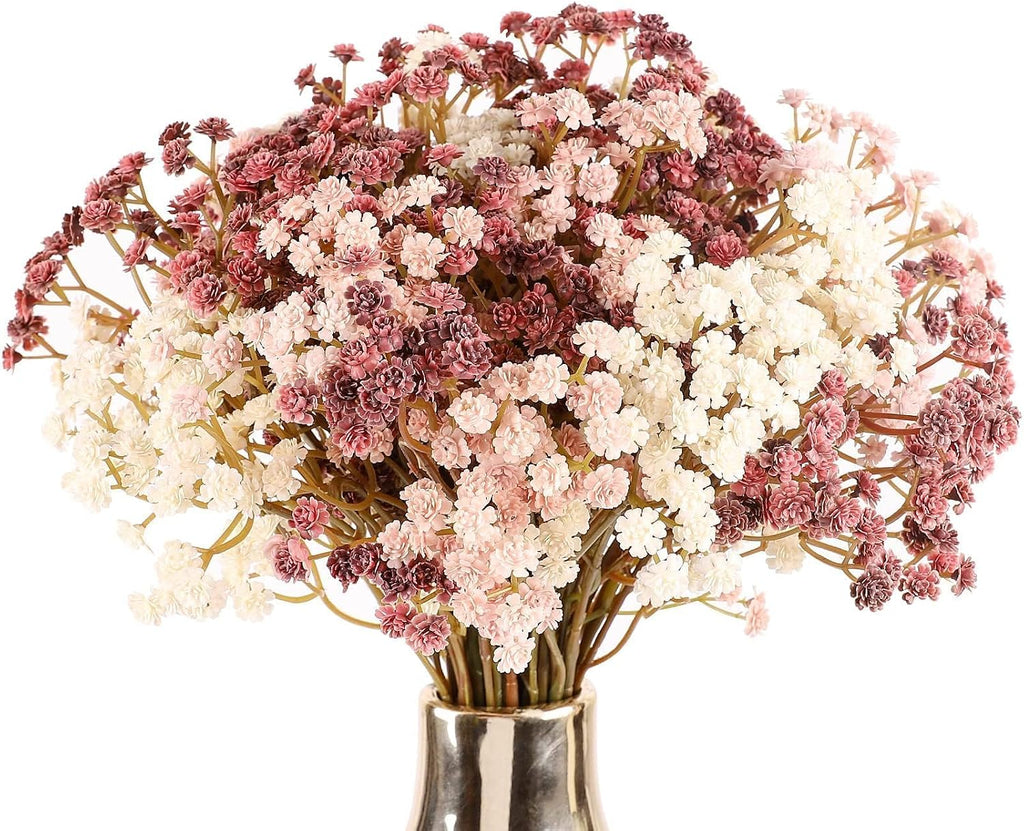 N&T NIETING Baby Breath Flowers Artificial Bulk, 10Pcs, Fall Pink Decor