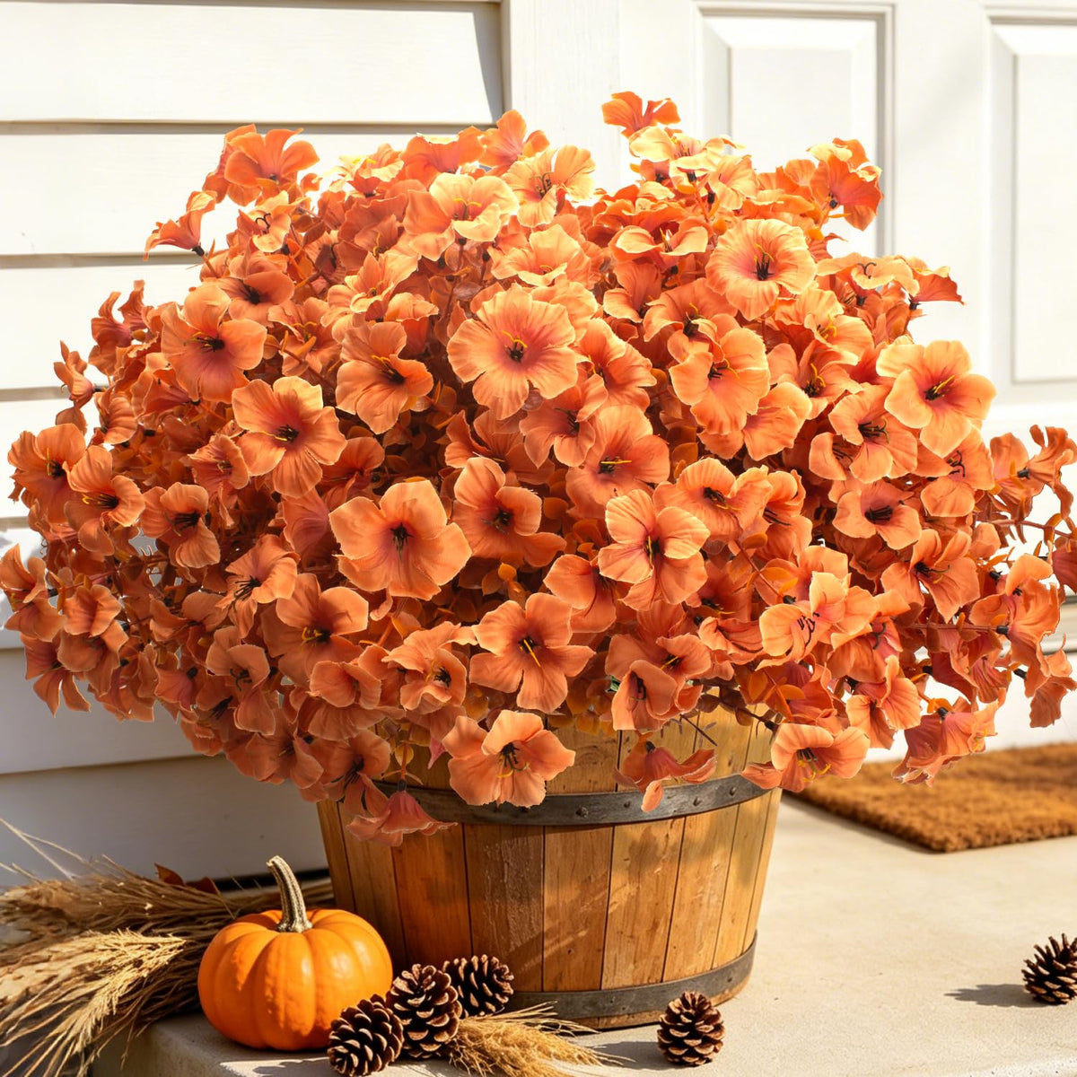 16 PCS Fall Artificial Flowers for Outdoors UV Resistant Faux Petunias