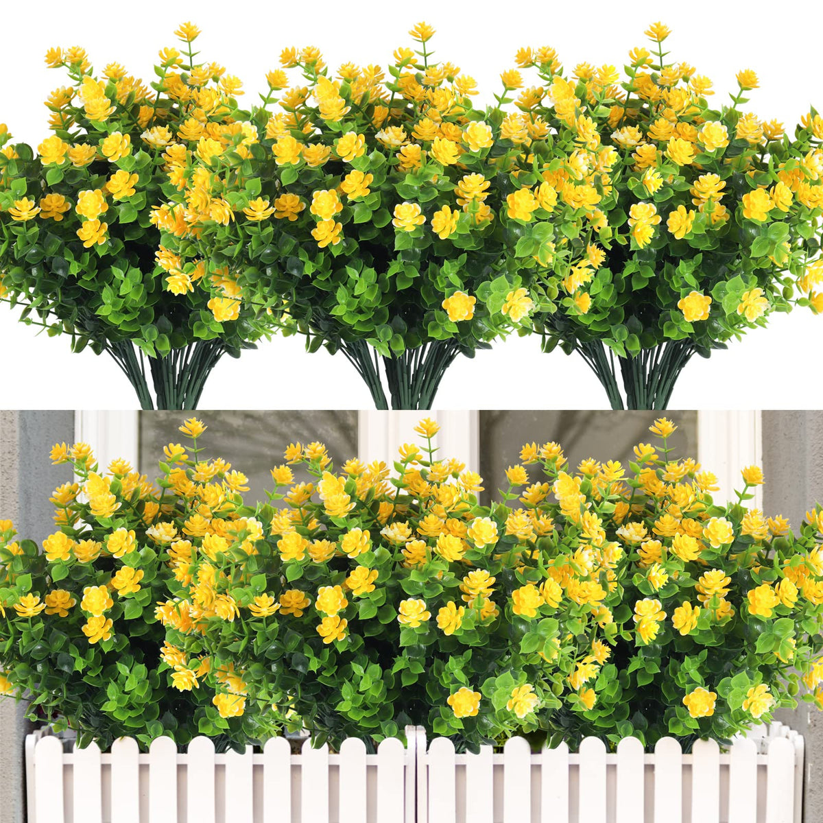 RECUTMS Artificial Flowers,Fake Boxwood Outdoor UV Resistant Plants,8 Packs
