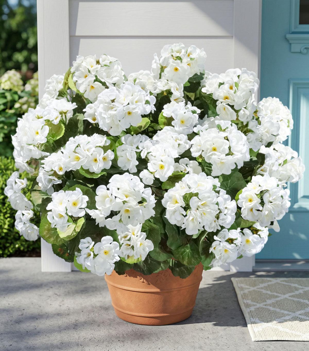 Fake Geraniums Fall Flowers Artificial Flowers for Outdoors Autumn Decor, 6 Bundles Silk Geraniums Fake Plants Realistic UV Resistant Faux Flowers for Outside Planters Garden Balcony Porch Indoor, Mix