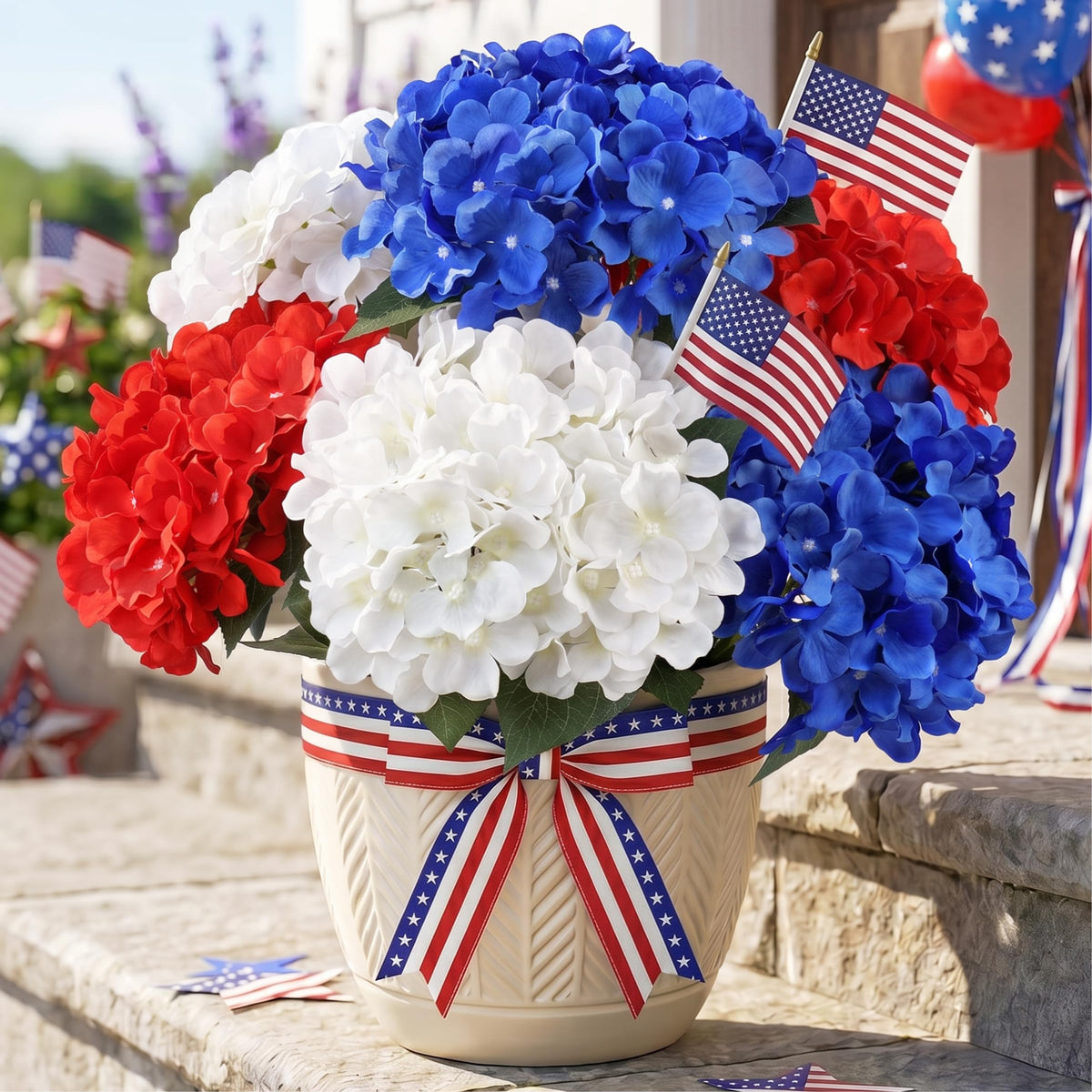Auihiay 6 Bundles Blue Hydrangea Artificial Flowers for Outdoors and Indoor