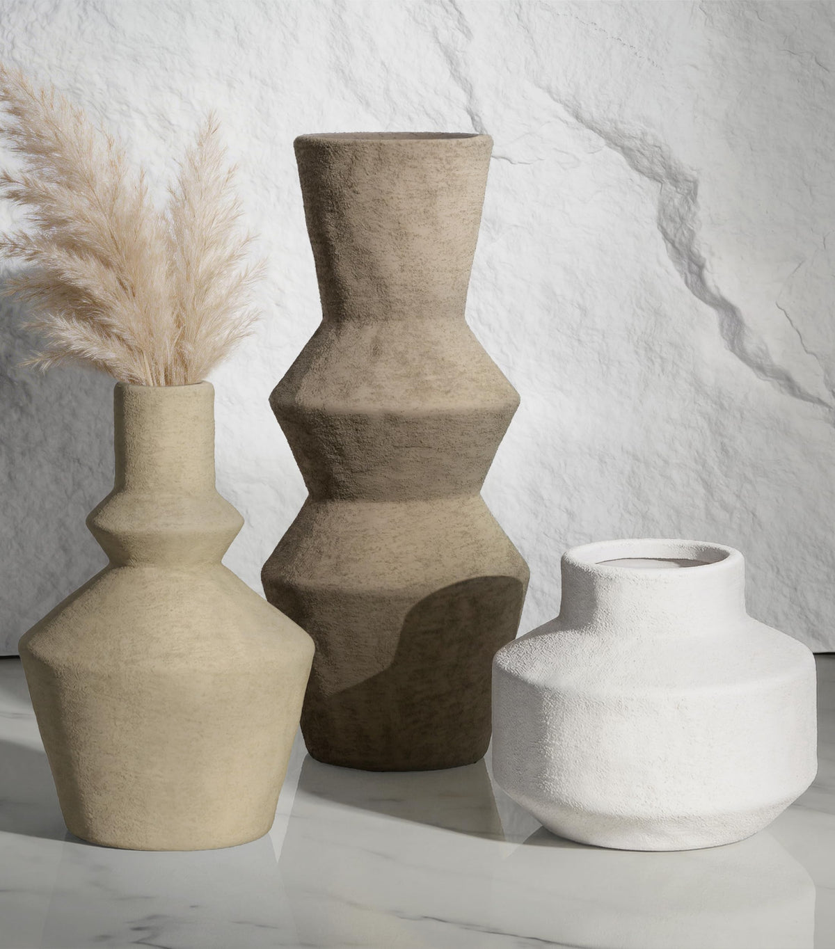 DREAMLOOM Modern Modern Ceramic Vase Set of 3, Rust