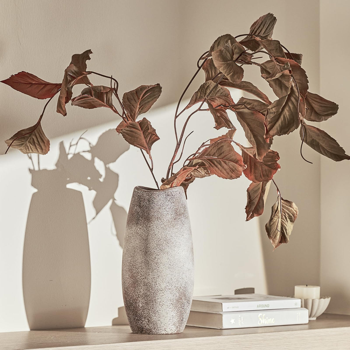 DN DECONATION Flower Vase for Home Decor, Grey Ceramic Vase for Centerpiece
