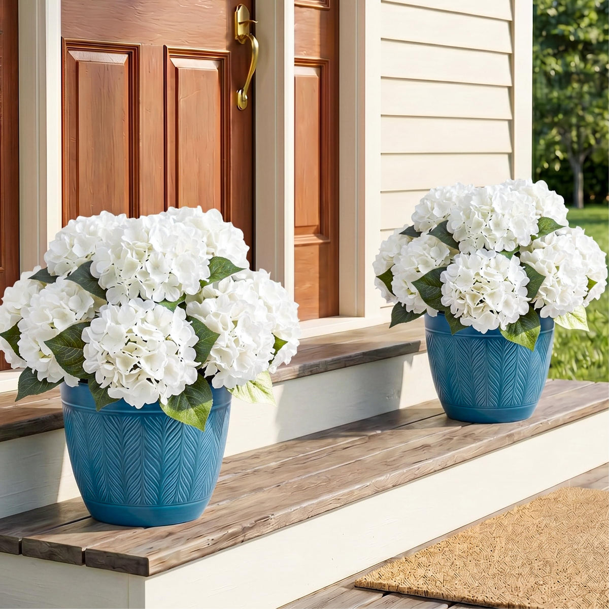 Auihiay 6 Bundles Blue Hydrangea Artificial Flowers for Outdoors and Indoor