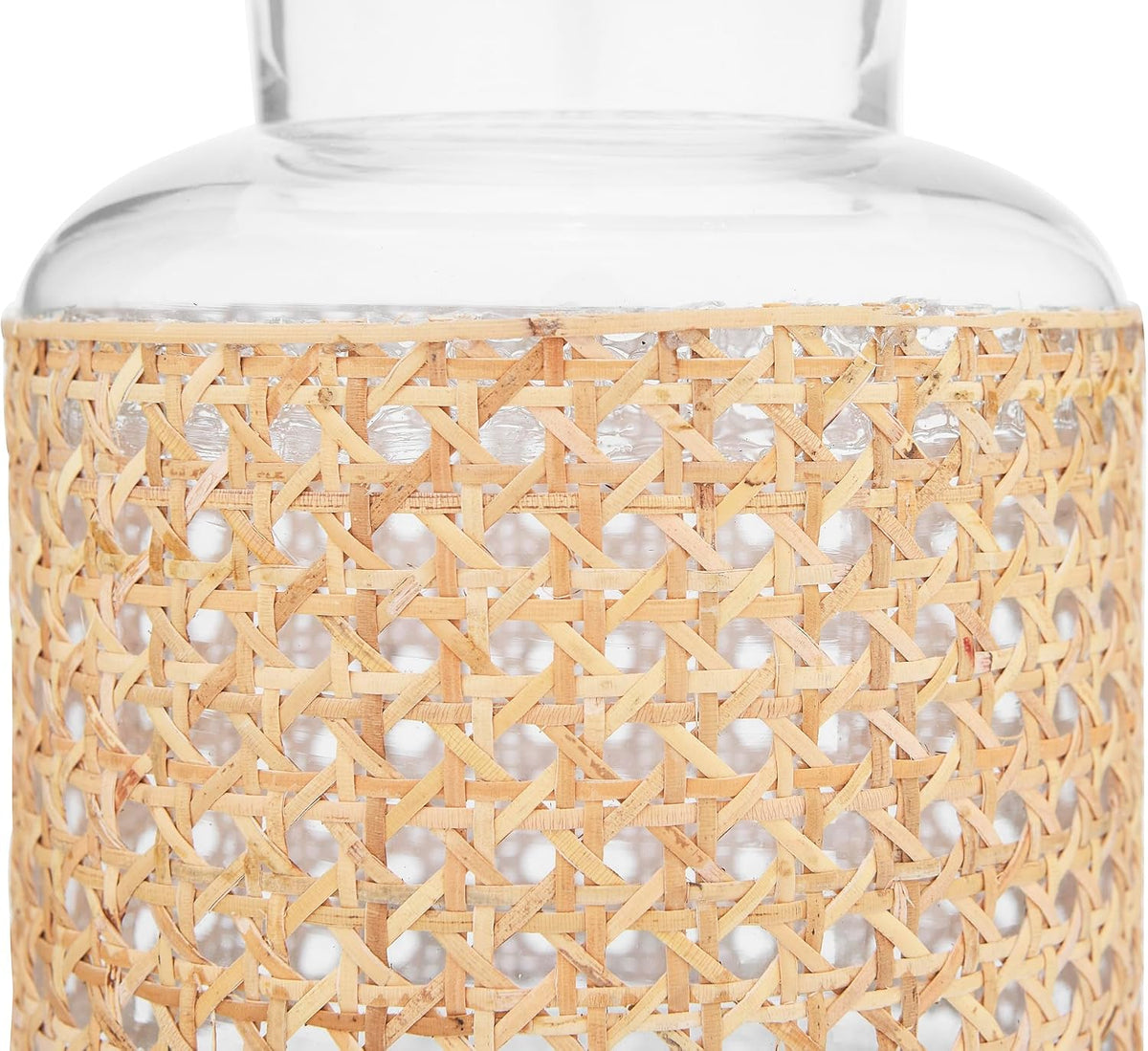 Bloomingville 8"H Glass Vase with Decorative Cane Sleeve