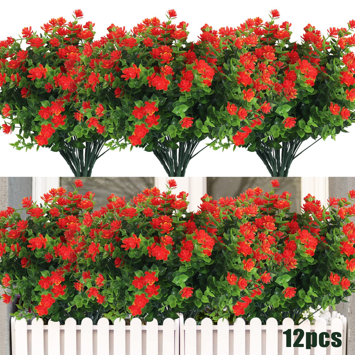 RECUTMS Artificial Flowers,Fake Boxwood Outdoor UV Resistant Plants,8 Packs