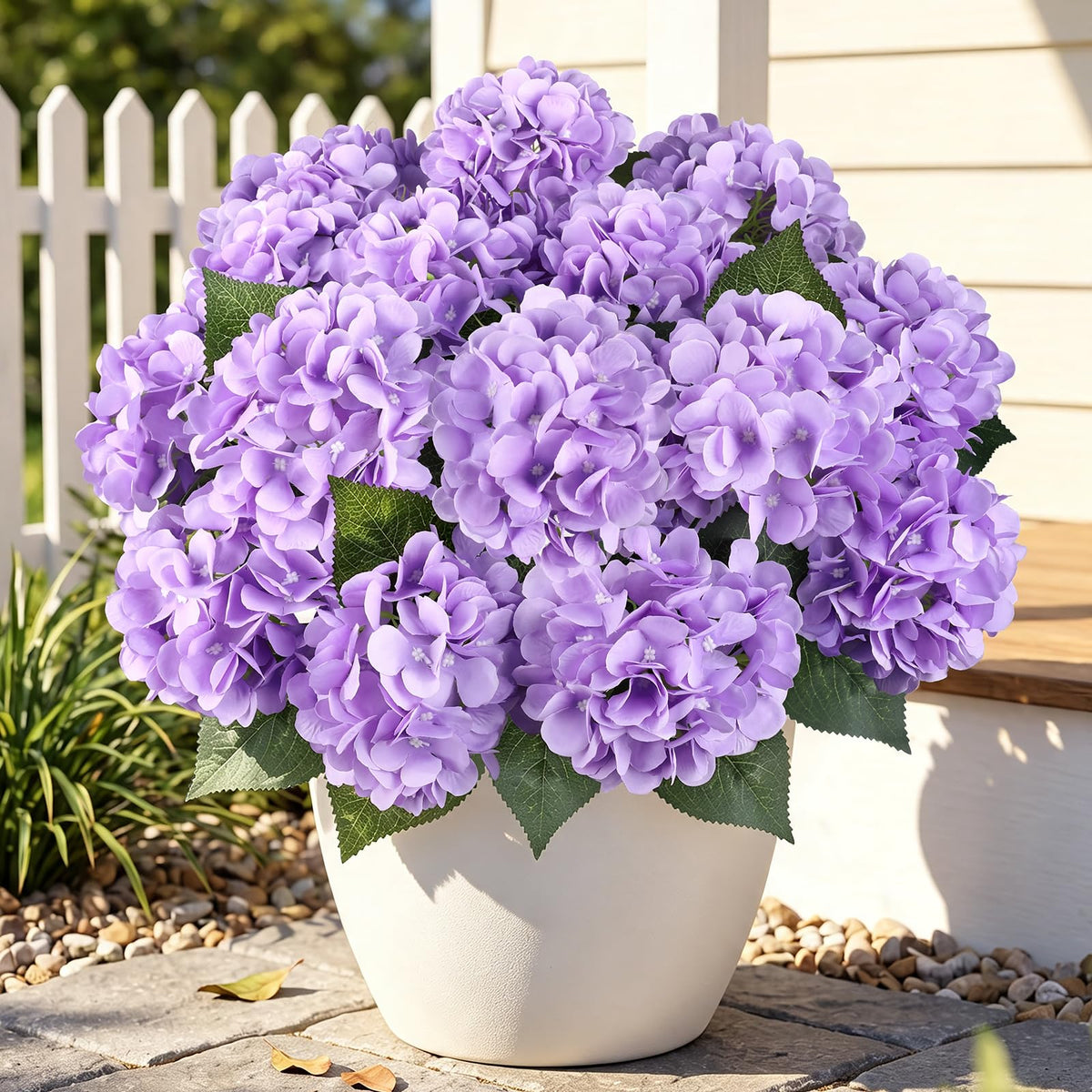 6 Bundles Hydrangea Artificial Flowers for Outdoors Silk Faux Hydrangeas