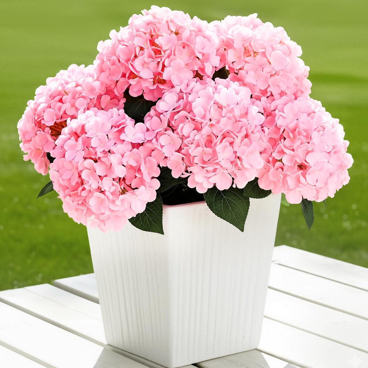 Auihiay 6 Bundles Blue Hydrangea Artificial Flowers for Outdoors and Indoor