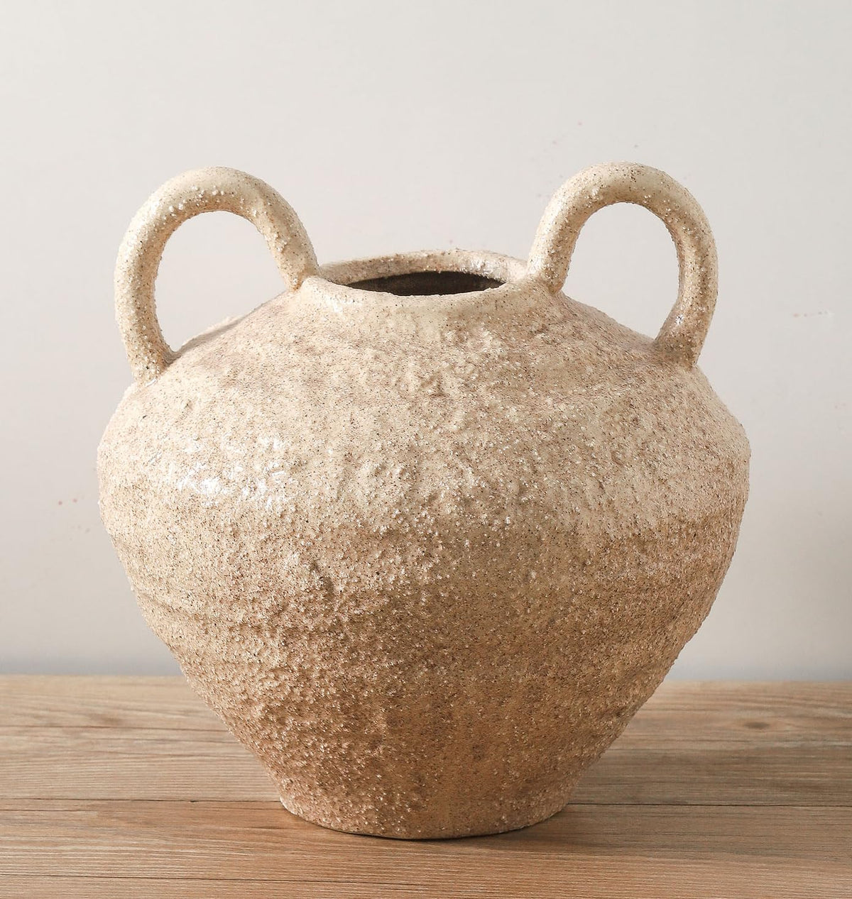 Uiddo Ceramic Flower Vase, Large Farmhouse Vases Home Decor, Handmade Rustic Vase with Handles, Decorative Flower Vase for Home Entryway Living Room Dining Table Farmhouse Office Decor(10.1inch)
