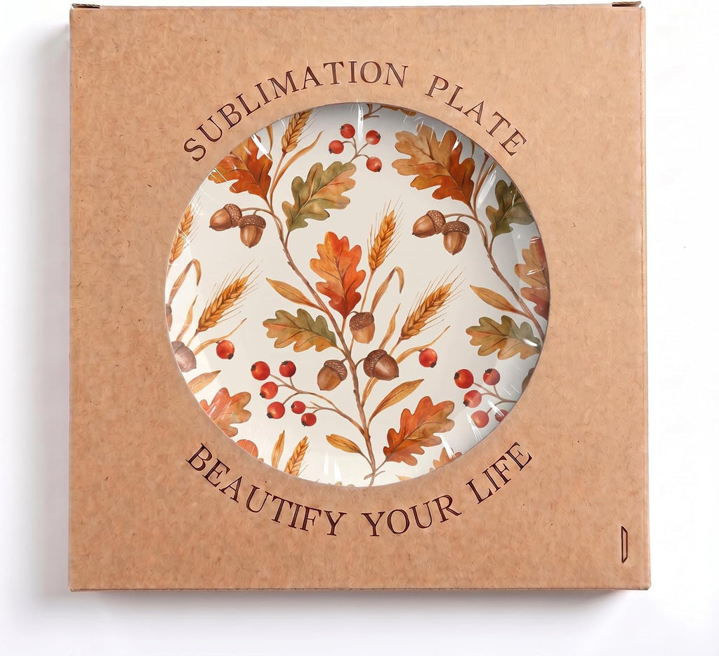Decorative Plates 8" Fall Decor Acorn Wall Plates with Stand