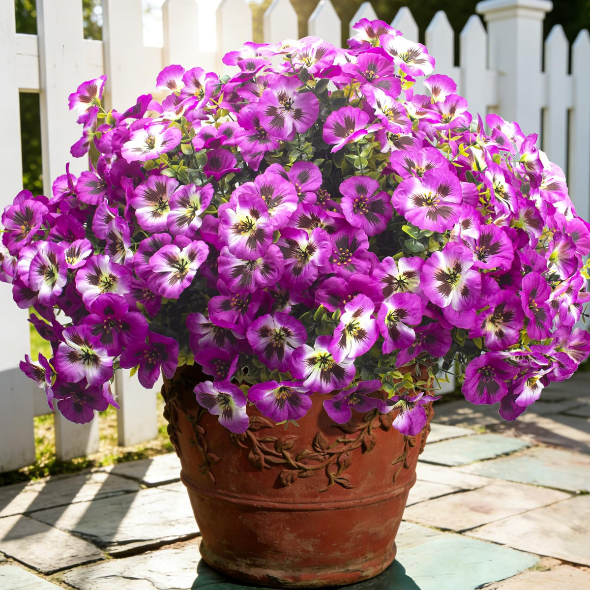 16 Artificial Pansy Faux Fall Flowers Outdoor UV Resistant No Fade Yellow