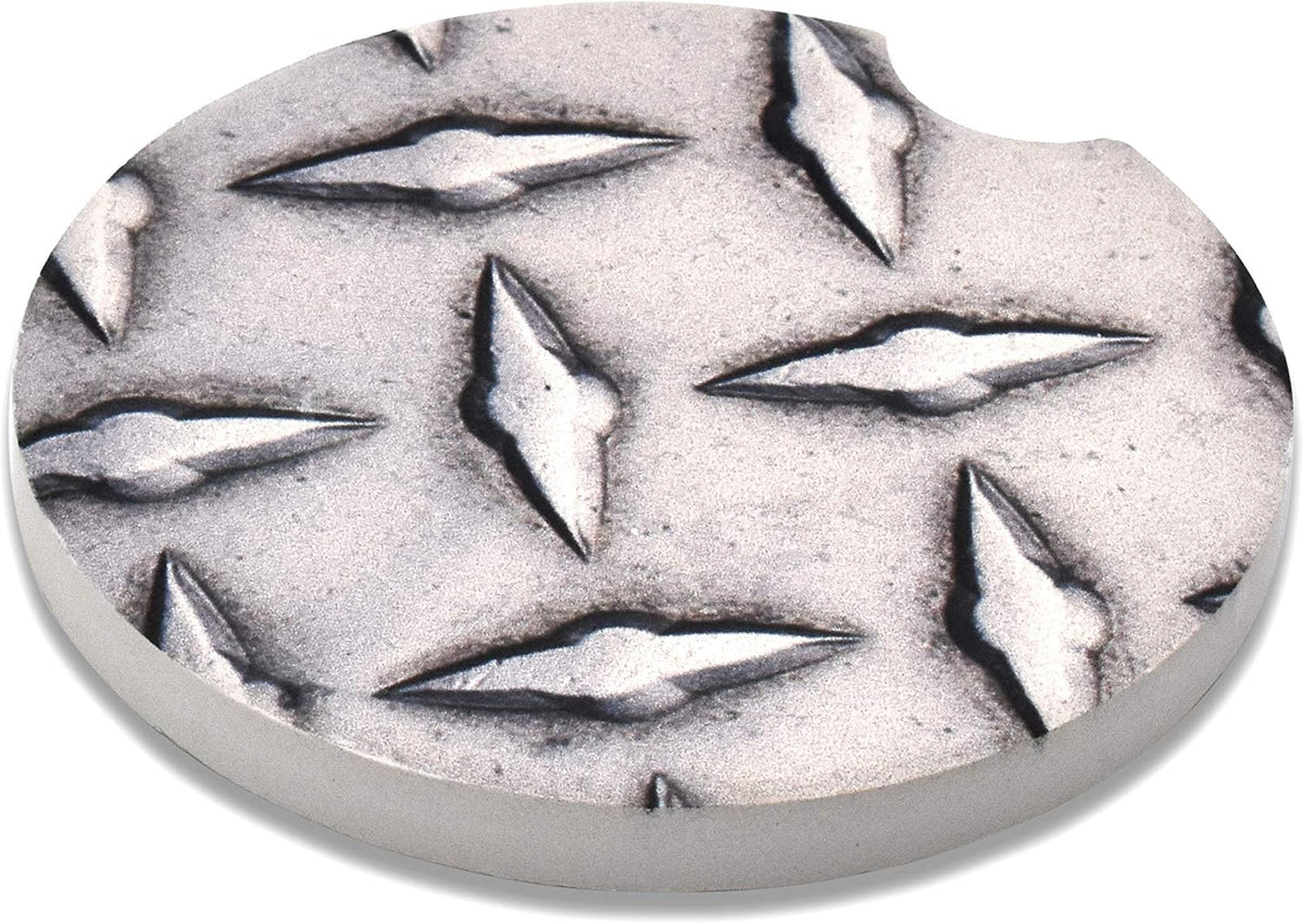 Elektroplate Steel Diamond Pattern Automotive Ceramic Coasters Set of 2
