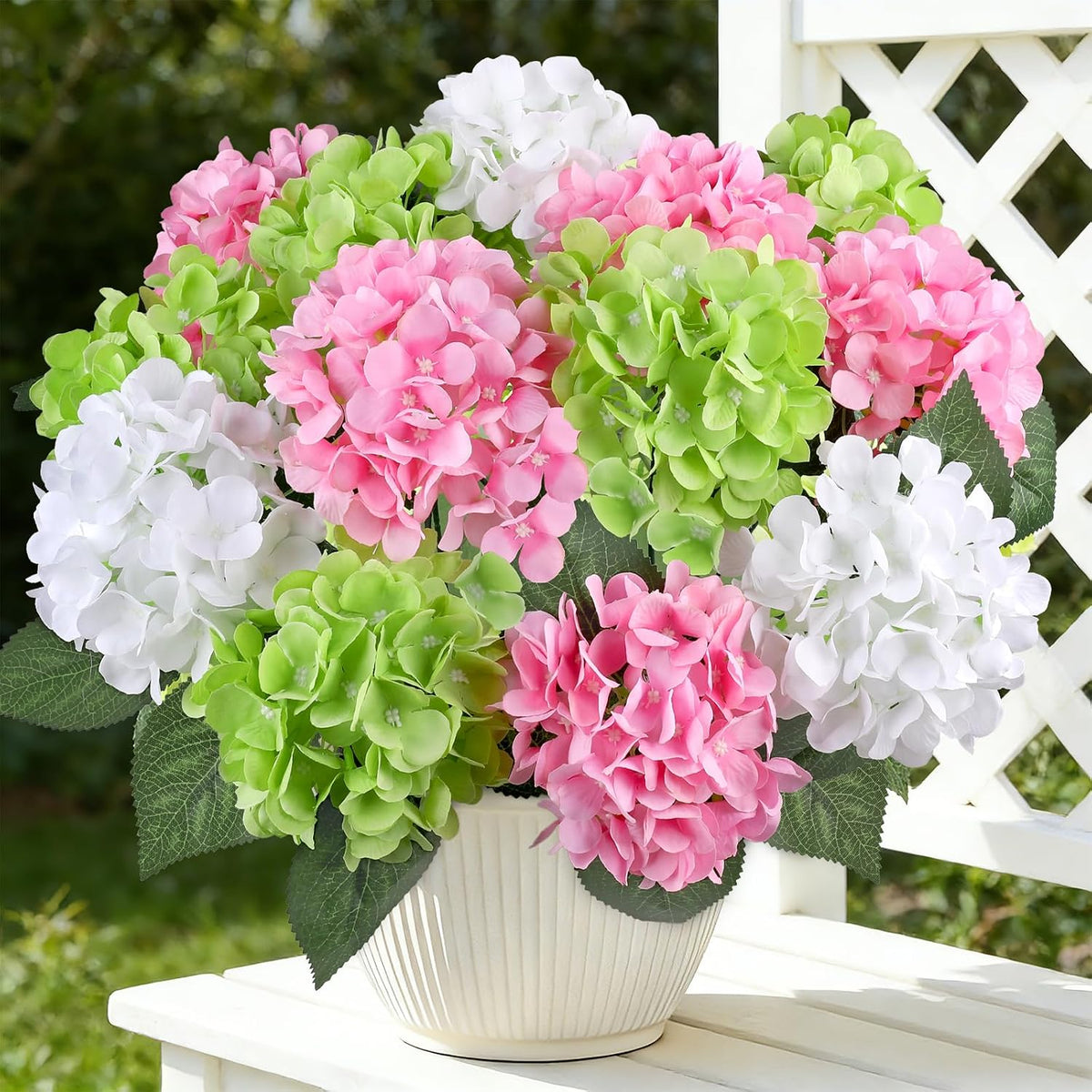 6 Bundles Hydrangea Artificial Flowers for Outdoors Silk Faux Hydrangeas