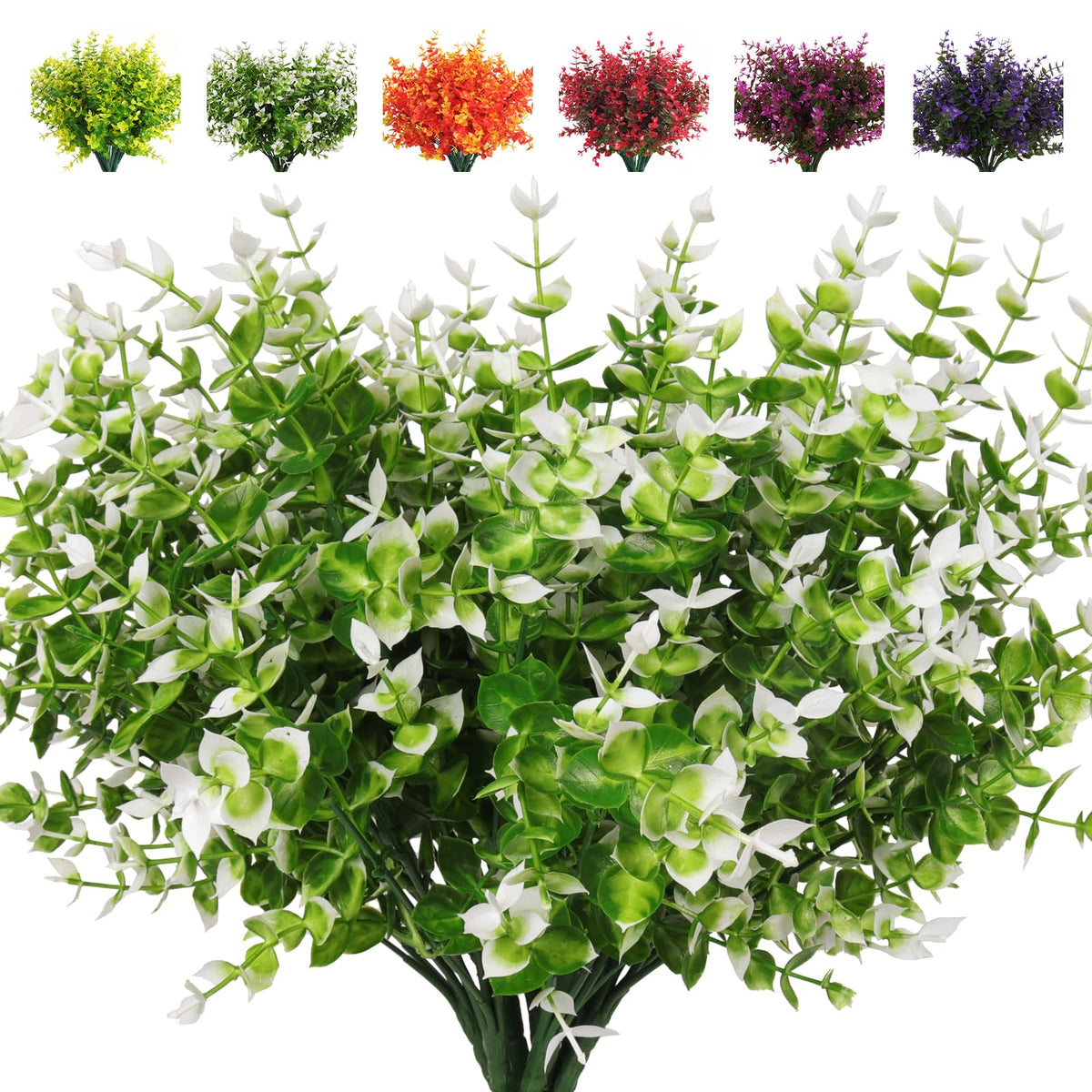 RECUTMS Artificial Flowers,Fake Boxwood Outdoor UV Resistant Plants,8 Packs