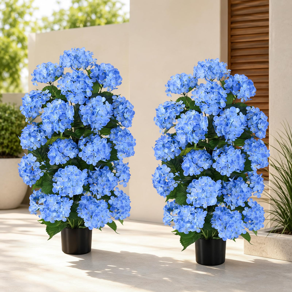 MARTINE MALL 3Pcs 21in Hydrangea Artificial Flowers, Latex Real Touch Hydrangeas Lifelike Large Hydrangea Flowers for Home Decor Party Arrangements Wedding Bouquets Centerpieces (Blue)