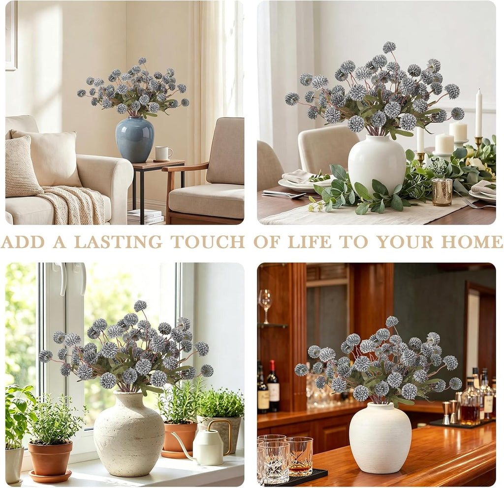 6Pcs Spring Flowers Artificial Fake Flowers Bulbs Silk Faux Chrysanthemums Flores for Indoor Outdoor DIY Bouquets Wedding Centerpieces Home Decoration