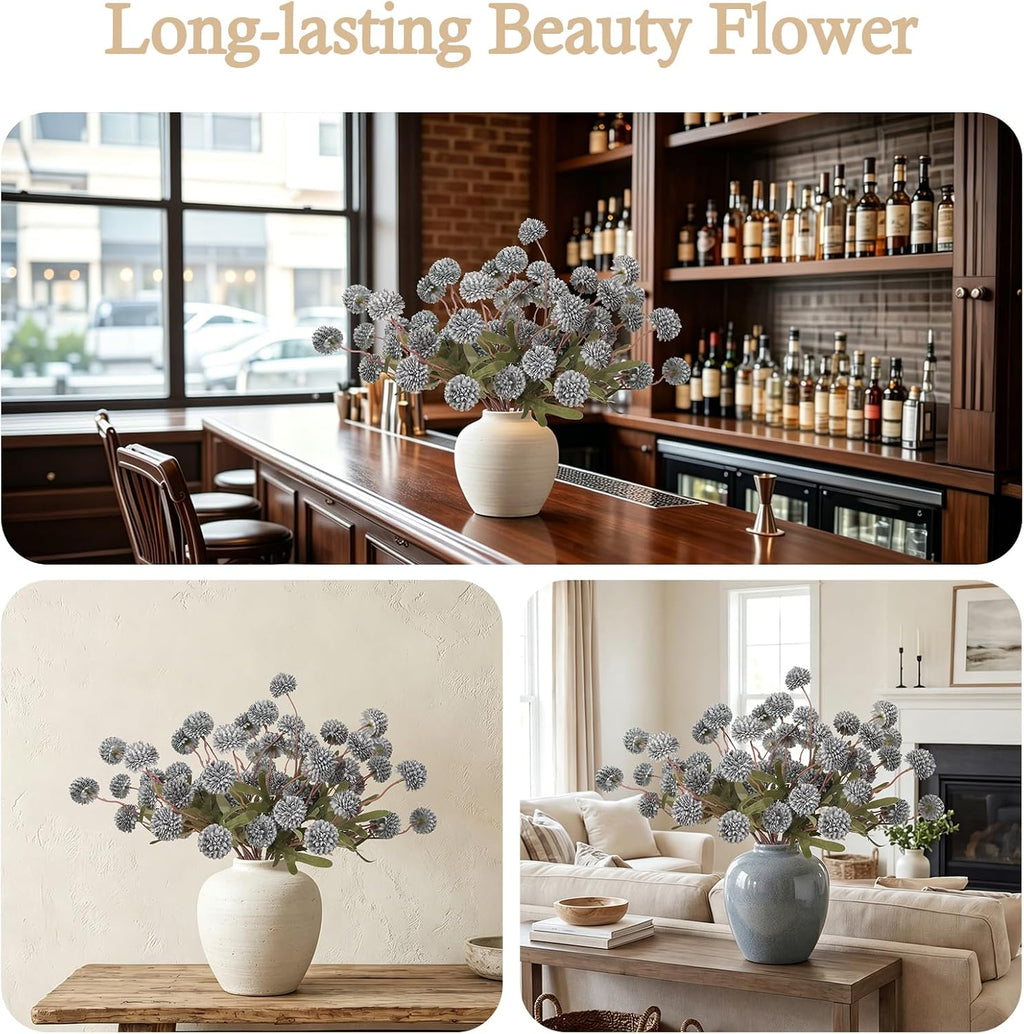 6Pcs Spring Flowers Artificial Fake Flowers Bulbs Silk Faux Chrysanthemums Flores for Indoor Outdoor DIY Bouquets Wedding Centerpieces Home Decoration