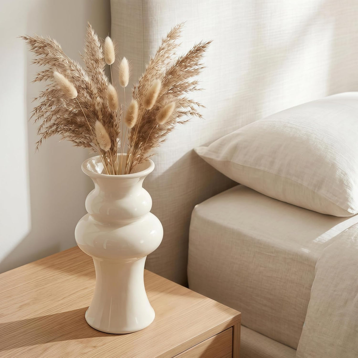 Ivory Cloud-Inspired Decorative Ceramic Flower Vase, Modern Home Decor