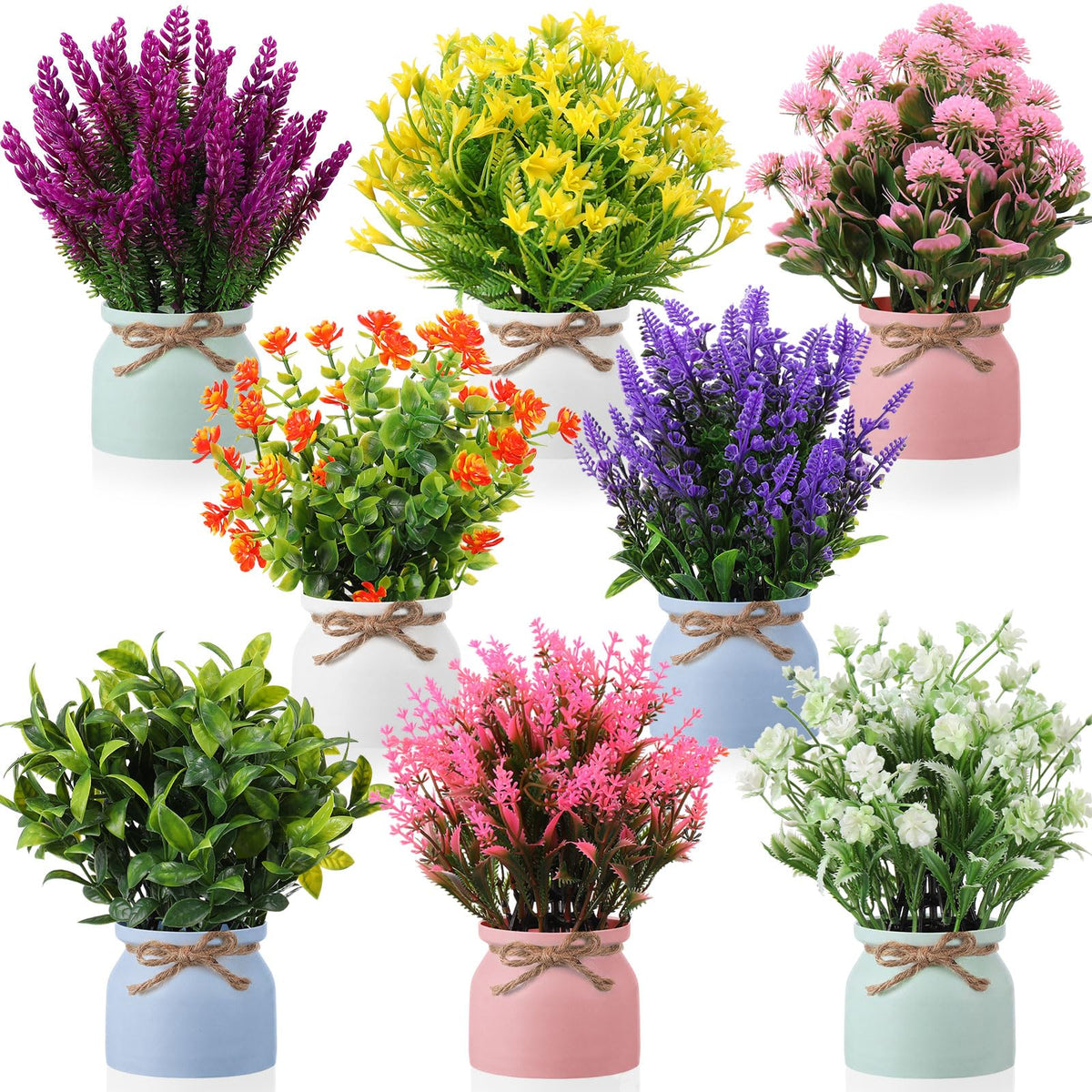 Cindeer 4 Pcs Large Artificial Potted Flowers Classic Potted Plants