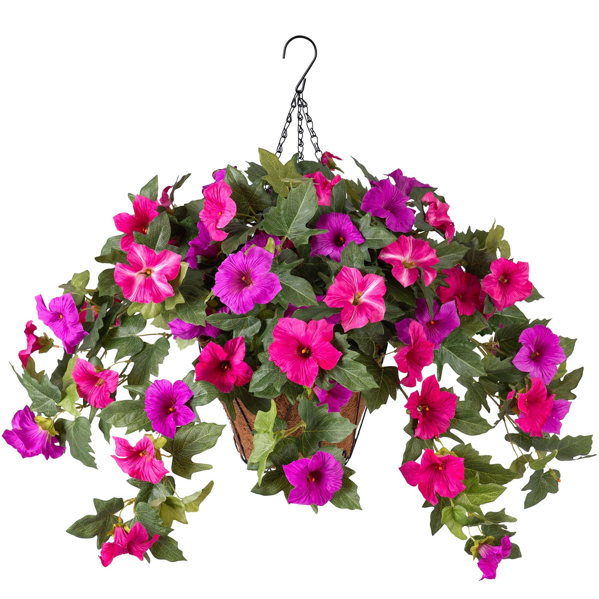 2 Pcs Artificial Fake Fall Petunia Flowers for Outdoor Garden Decor