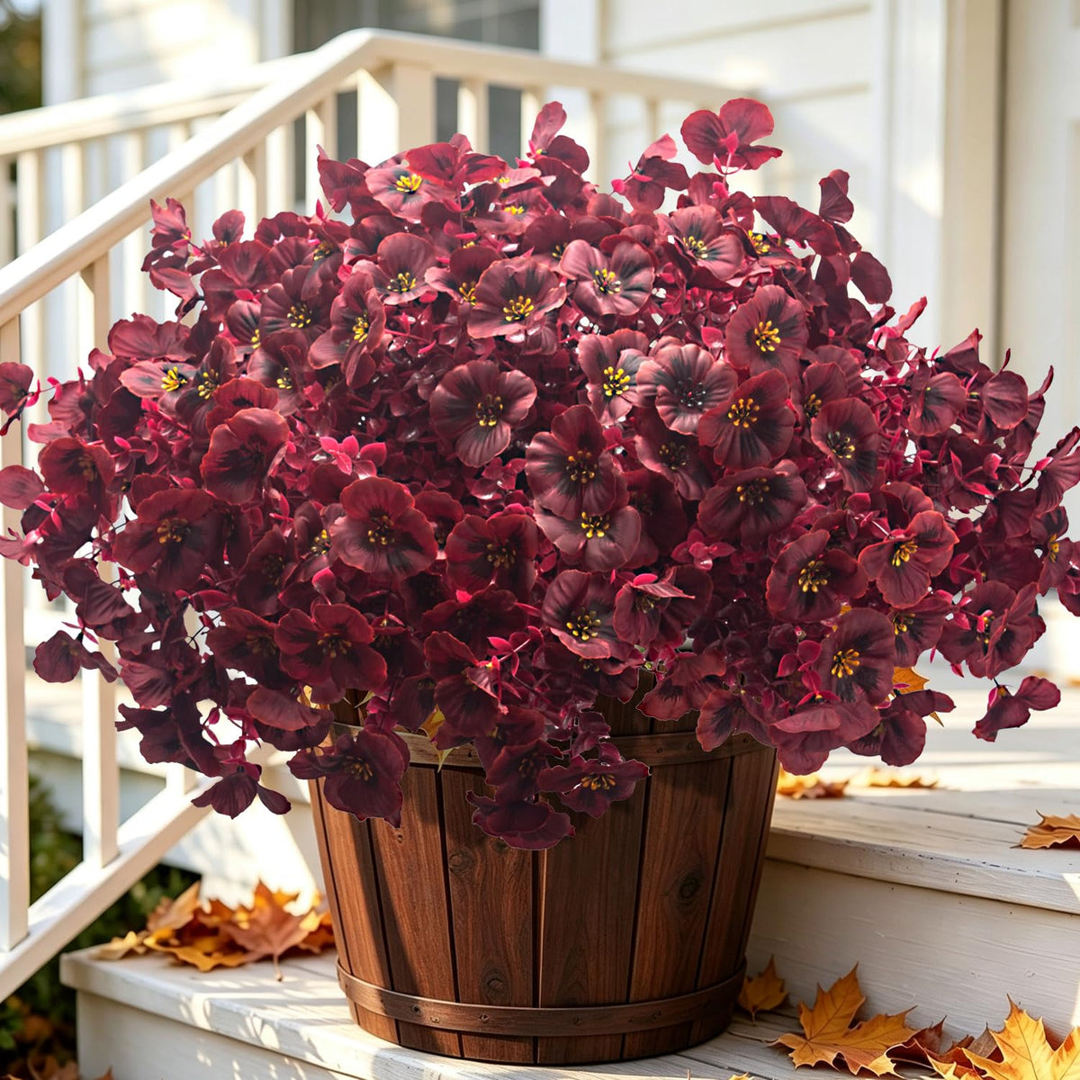 16 Artificial Pansy Faux Fall Flowers Outdoor UV Resistant No Fade Yellow