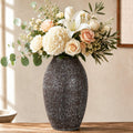 Cream Ceramic Flower Vase Speckled Bubble Glaze Home Decor