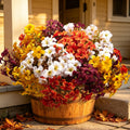 16 Bundles Artificial Fall Flowers, UV Resistant Faux Petunias for Outdoor