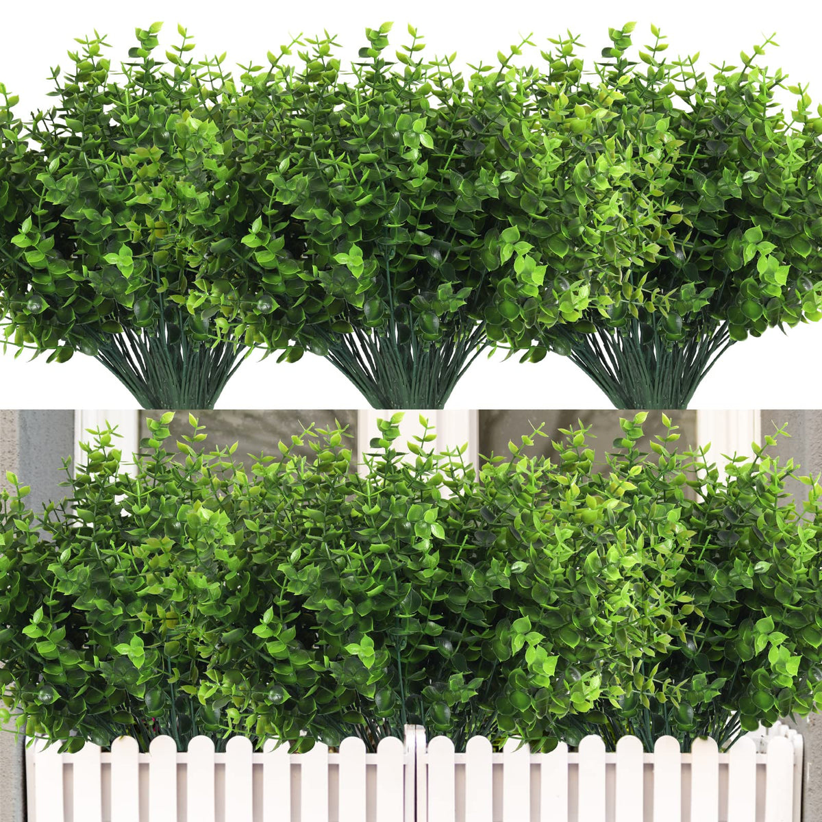 RECUTMS Artificial Flowers,Fake Boxwood Outdoor UV Resistant Plants,8 Packs