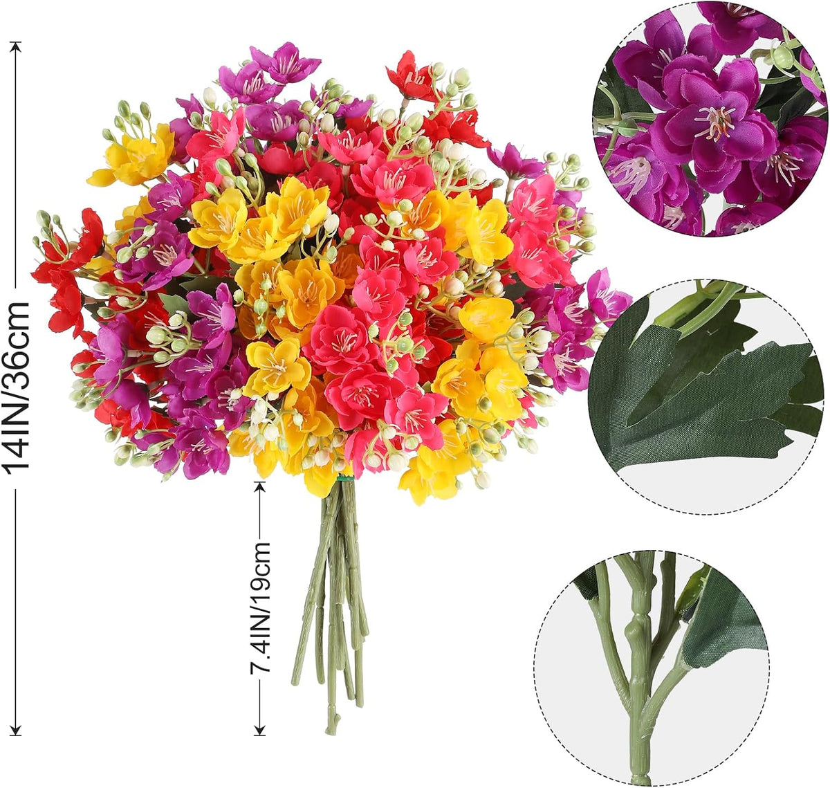 12 Bouquet Artificial Flowers UV Resistant for Outdoors Indoors Decor