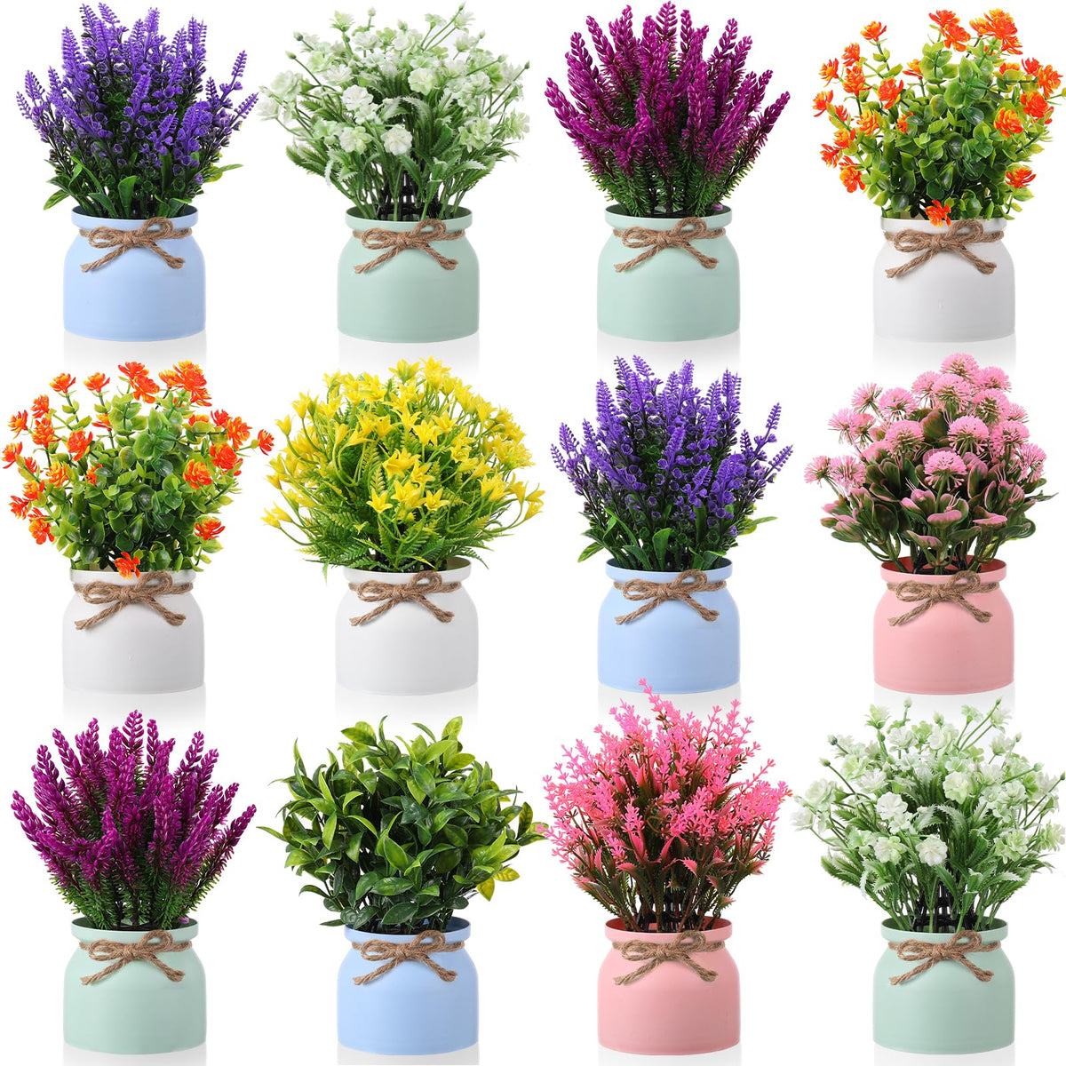 Cindeer 4 Pcs Large Artificial Potted Flowers Classic Potted Plants