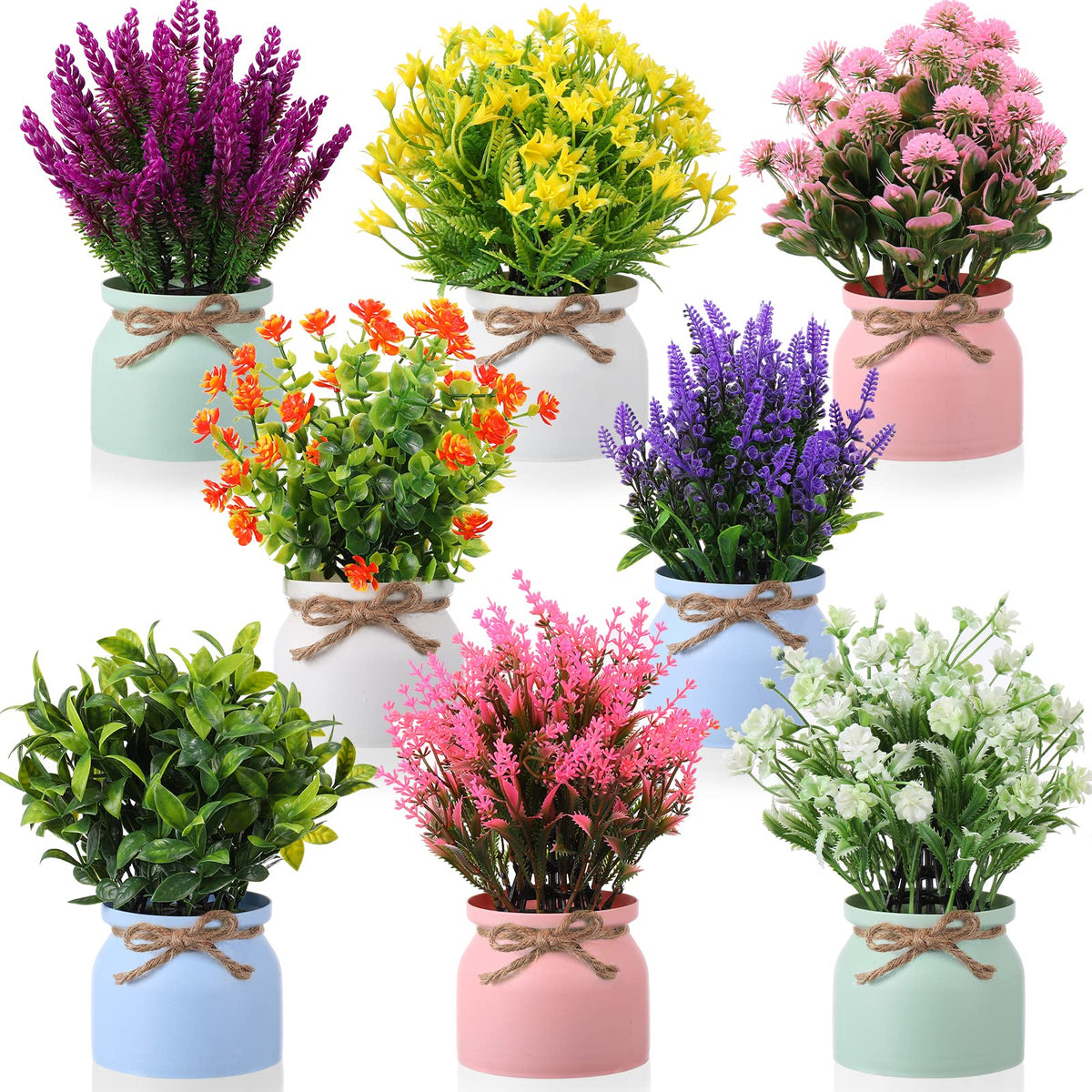 Cindeer 4 Pcs Large Artificial Potted Flowers Classic Potted Plants