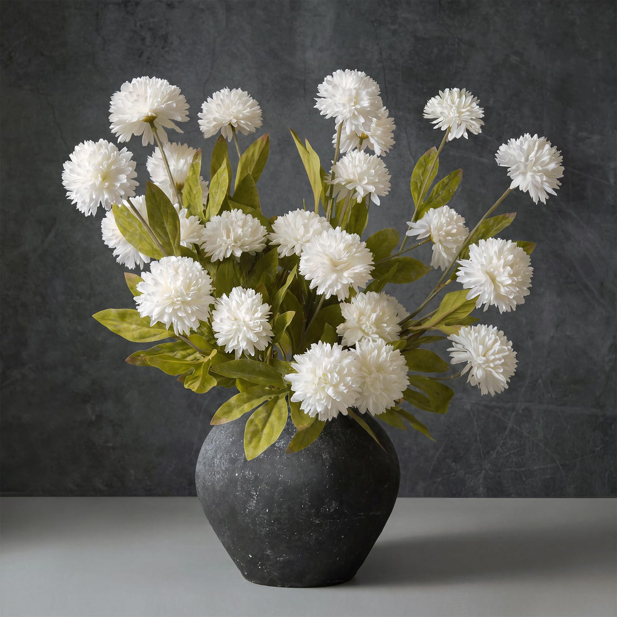 Pinkpum 20 Stems Beige Fake Mums & Kiku Artificial Flowers for Vase Decor