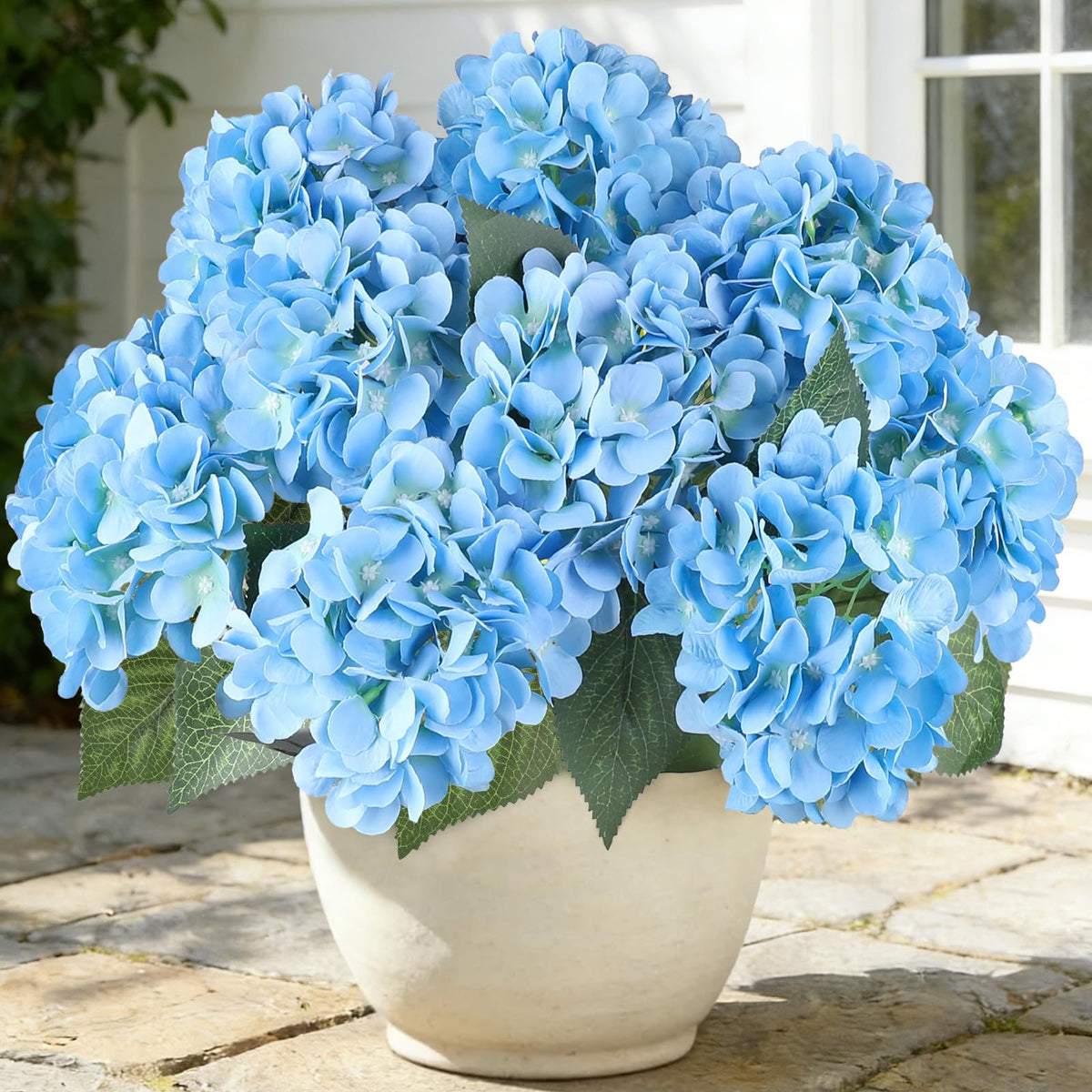 6 Bundles Hydrangea Artificial Flowers for Outdoors Silk Faux Hydrangeas