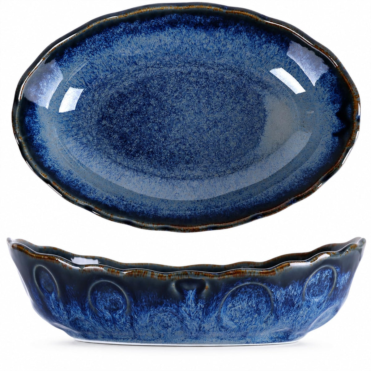 Blue Decorative Bowl, Blue Ceramic Bowl, Glaze Pottery Decor