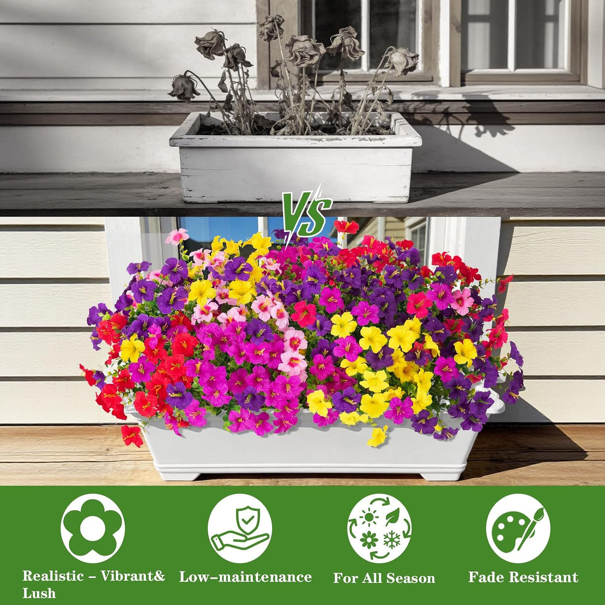 Artificial Fake Petunias Flowers for Outdoors Spring Summer Decoration