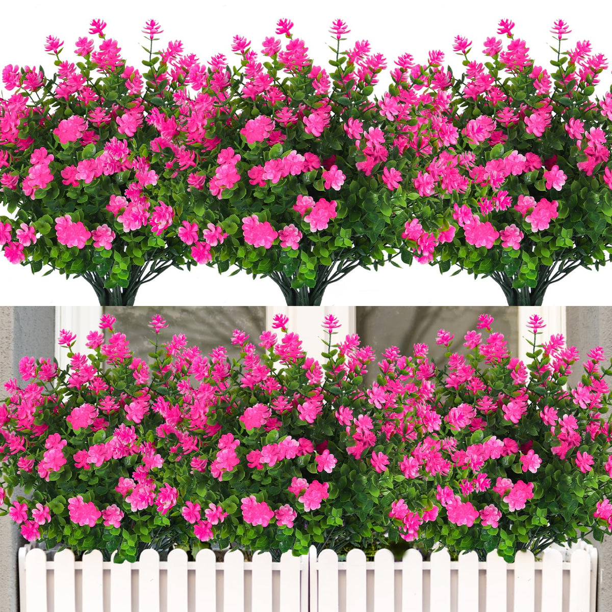 RECUTMS Artificial Flowers,Fake Boxwood Outdoor UV Resistant Plants,8 Packs