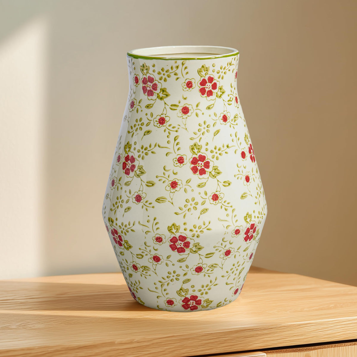 Rustic Farmhouse Ceramic Vase, 10 Inch