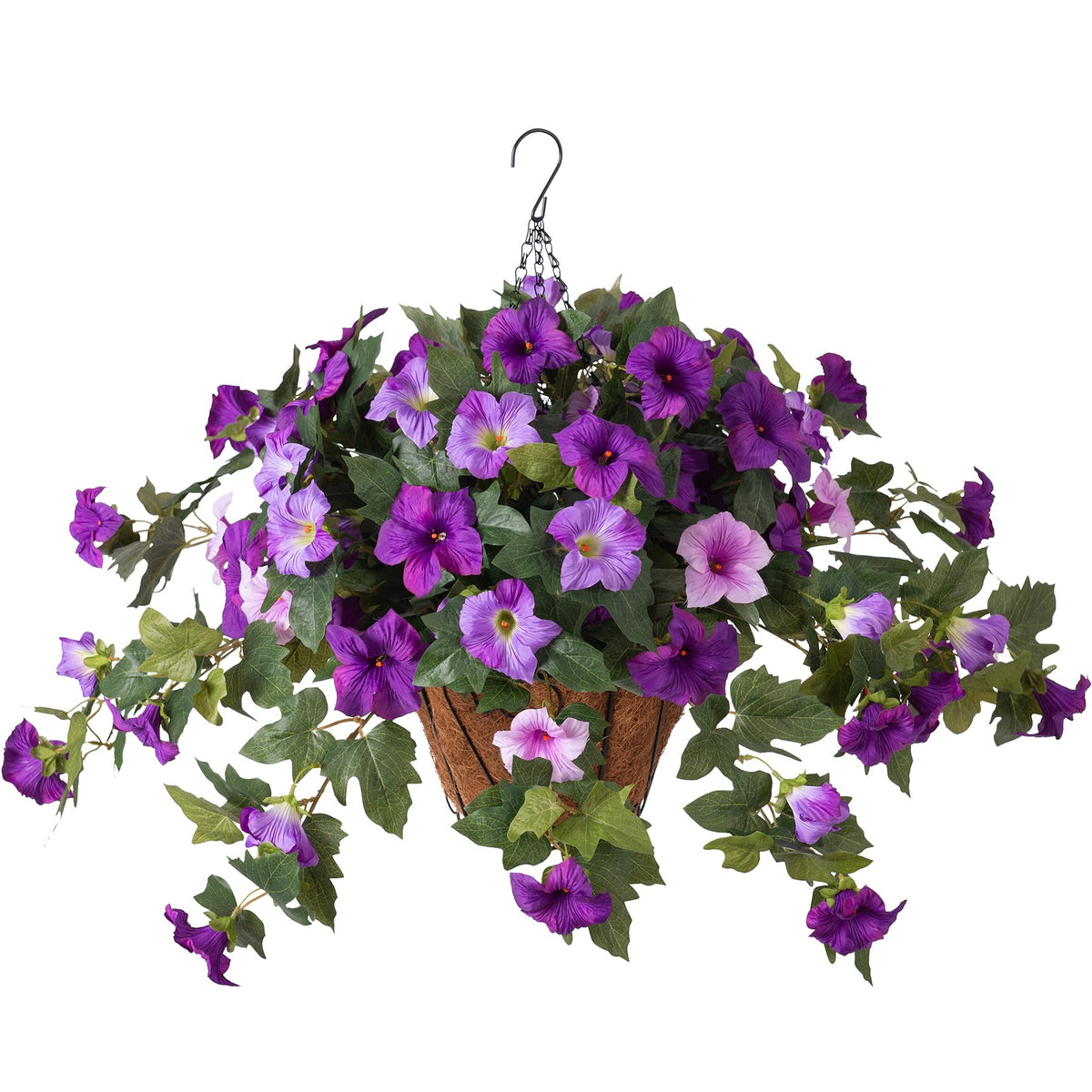 2 Pcs Artificial Fake Fall Petunia Flowers for Outdoor Garden Decor