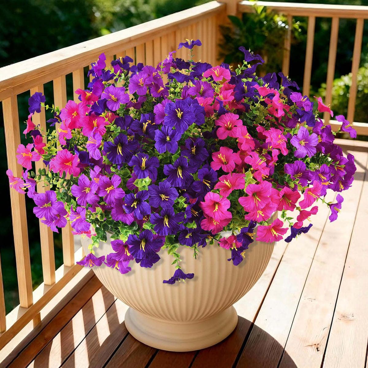 Artificial Fake Petunias Flowers for Outdoors Spring Summer Decoration