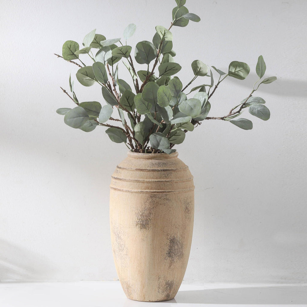 Ceramic Flower Vase, 11.41 Inch Tall Farmhouse Vase with Handles