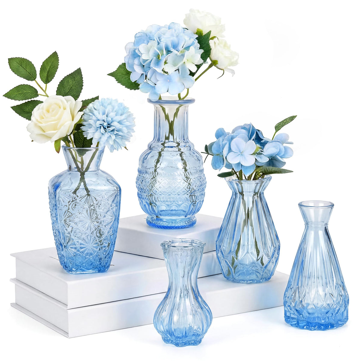 Glass Bud Vases in Bulk Small Mini Green Vase for Flowers 17pc