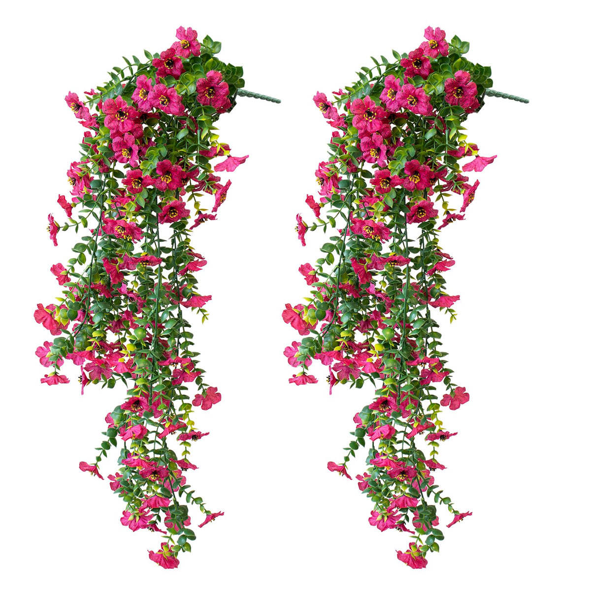 Artificial Hanging Flowers for Outdoors, 2 Pcs UV Resistant Artificial Outdoor Flowers, Not-Fading Fake Hanging Plant for Outdoor Planters for Home Garden Porch Yard Decor