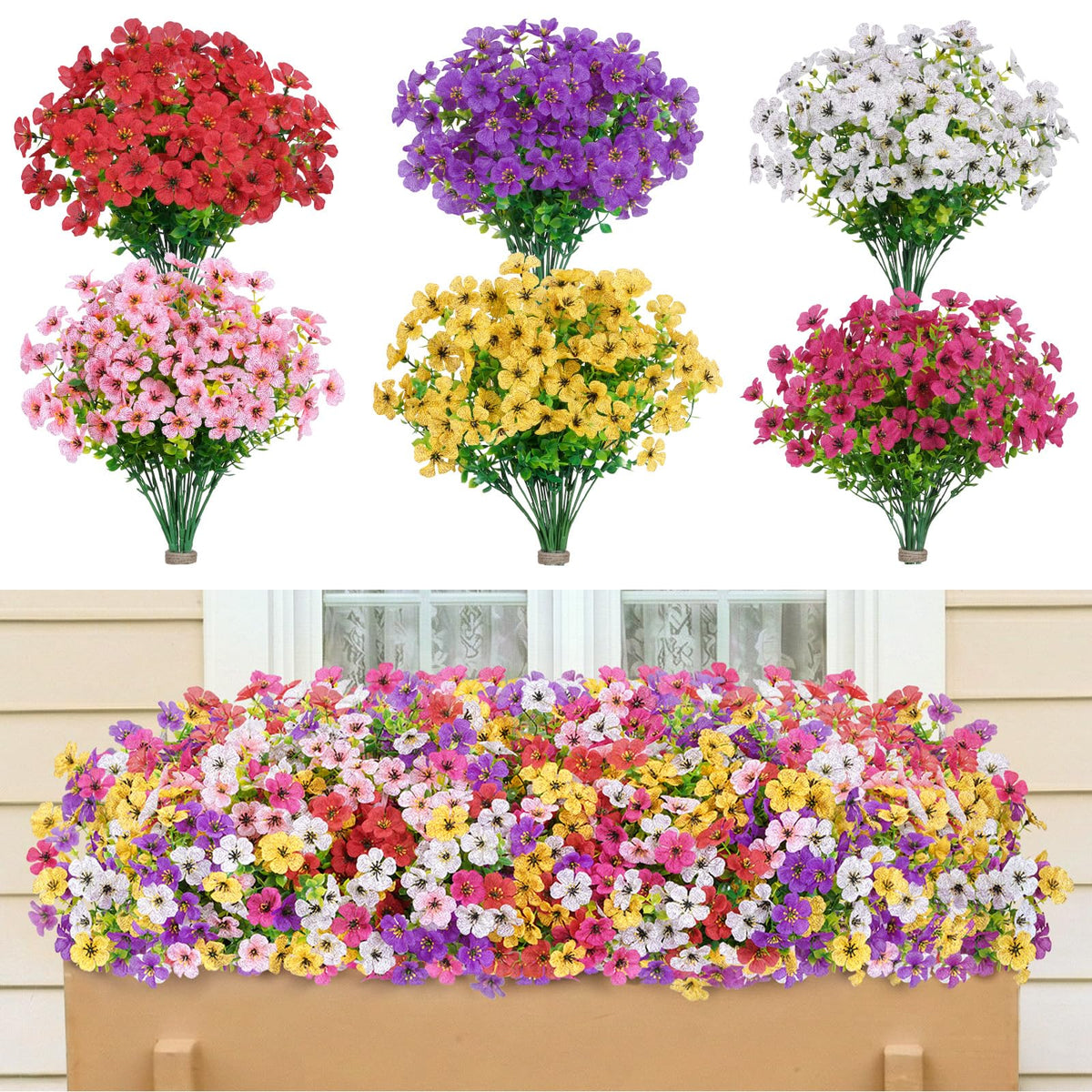 Lifewit Fall Artificial Flowers for Outdoor, Faux Flowers for Garden Decor