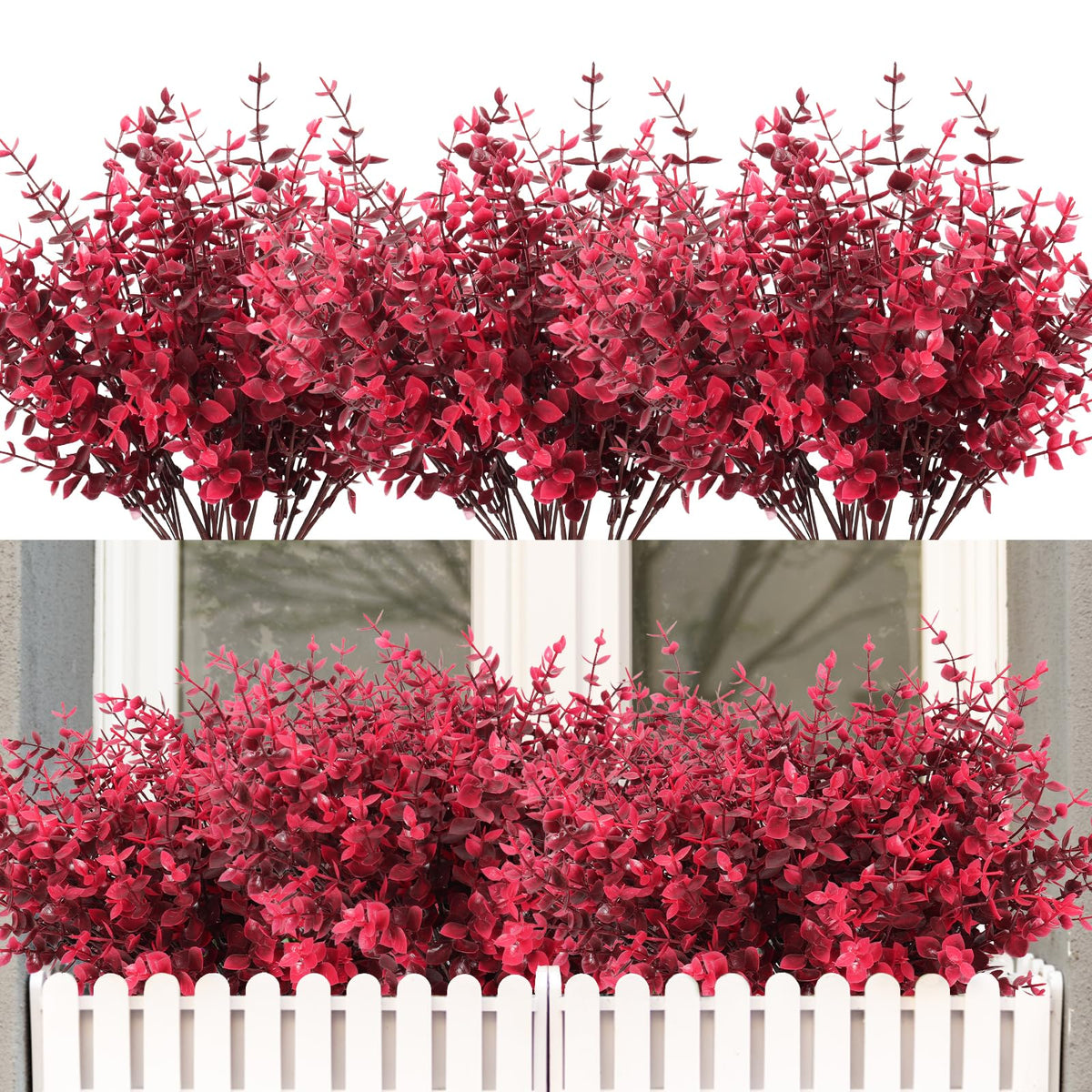 RECUTMS Artificial Flowers,Fake Boxwood Outdoor UV Resistant Plants,8 Packs